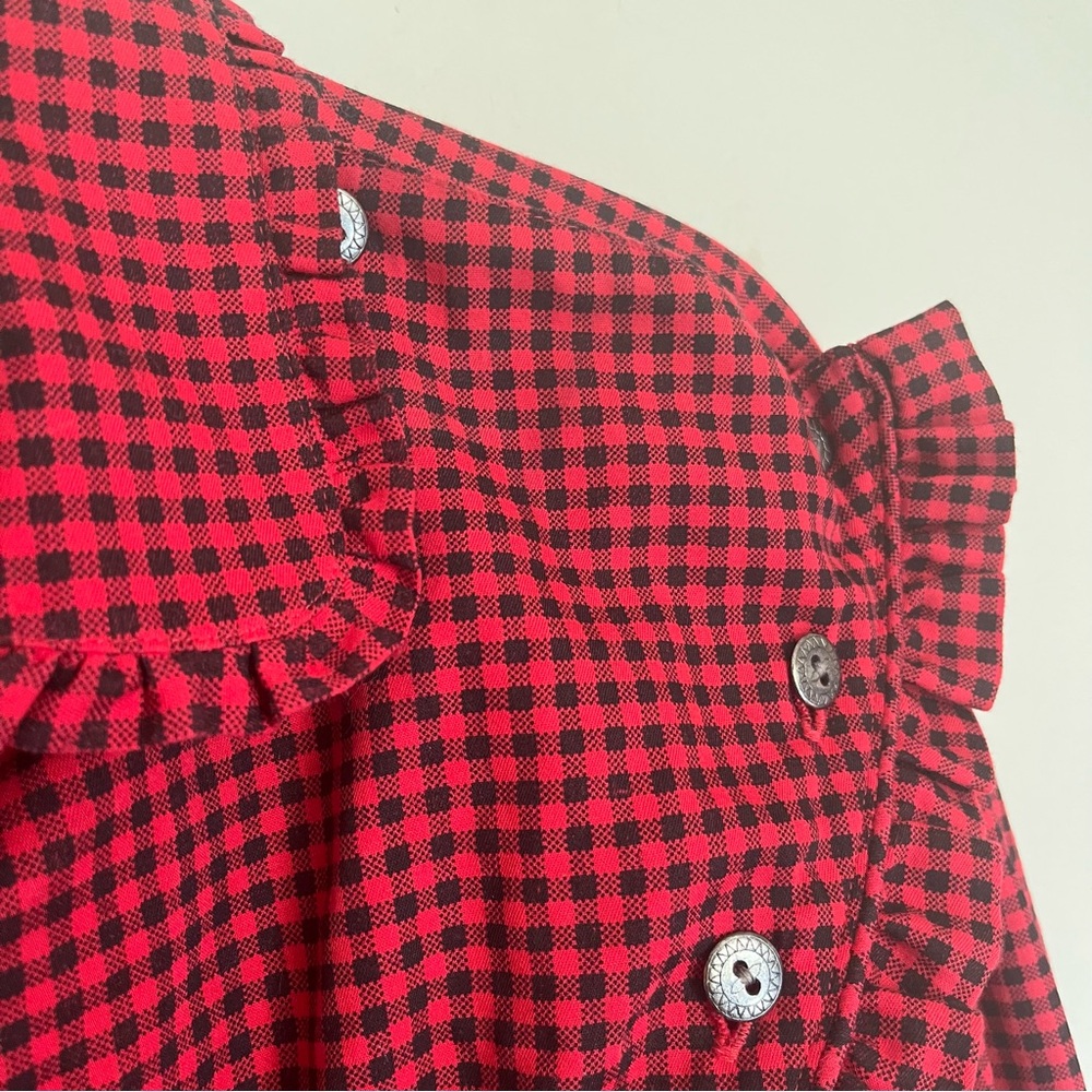 Frontier Classics Red Gingham Ruffle Bib Blouse – Size L Western Victorian Style - Picture 3 of 10